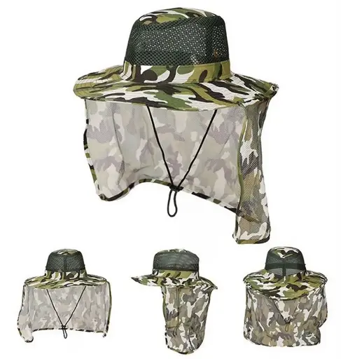 [11531]  Camouflage Light Green Woodland Slouch Boonie Hat with Mesh Crown & Neck Flap