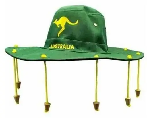 [11602]  Cotton Slouch Hat Australia Kangaroo Print with Corks