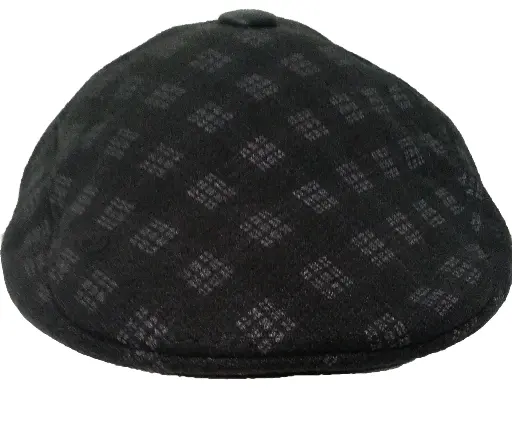 [12204]  Mens Winter Hat Black With Squares
