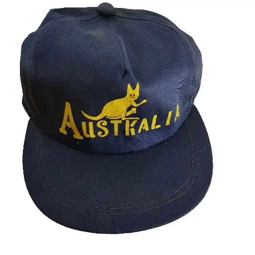 [12842]  Baseball Cap Navy with "AusKalia" misprint