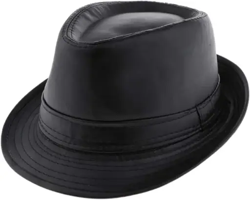 [13090]  Trilby Fedora Black Faux Leather