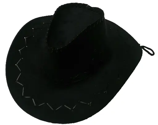 [13130]  Cowboy Hat Black Leather