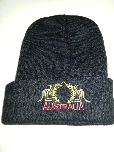 [13510]  Acrylic Knit Beanie Australia Souvenir Black