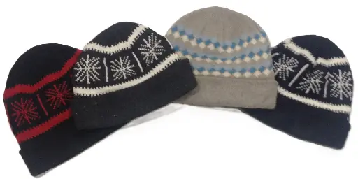 [13513]  Acrylic Knit Snowflake Beanie Asst'd Colours