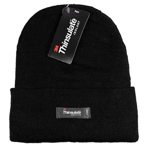 [13525]  Acrylic Knit Beanie Black Thinsulate Lined