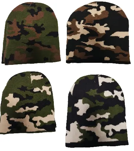 [13565]  Camouflage Knit Beanie Acrylic