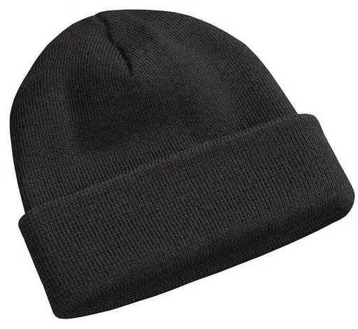 [13602]  Wool Black Beanie 50/50 Wool/Acrylic