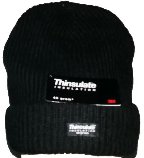 [13621]  Rag Wool Beanie Black Thinsulate Lined