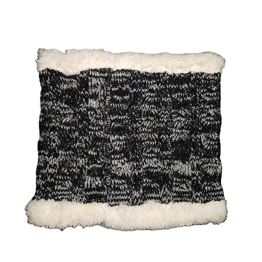 [13870-black]  Neck Warmer Ladies Knitted Fur Lined Black