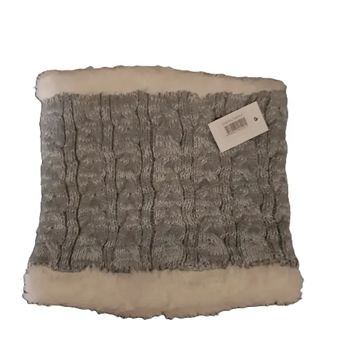 [13870-grey]  Neck Warmer Ladies Knitted Fur Lined Grey