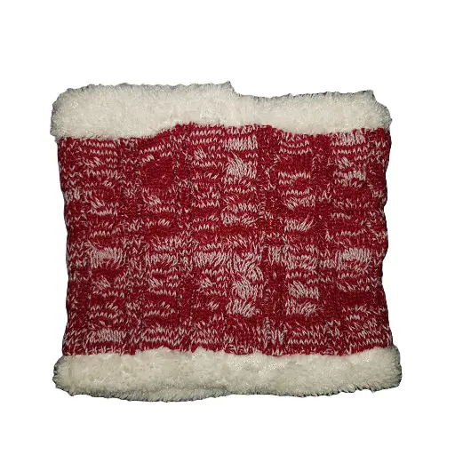 [13870-red]  Neck Warmer Ladies Knitted Fur Lined Red
