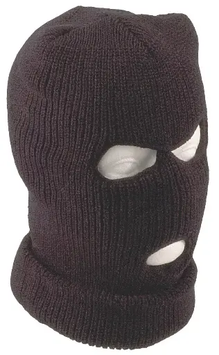 [13902]  3 Hole Balaclava Black Acrylic
