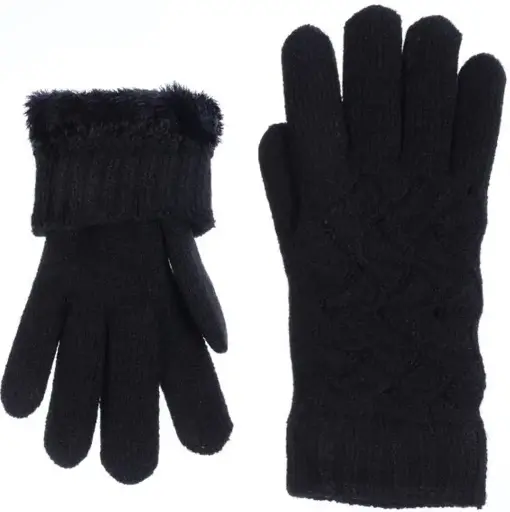 [14775]  Knitted Glove Fleecy Lined Black
