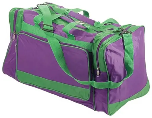 [15720]  Nylon Sports Bag Green-Lilac
