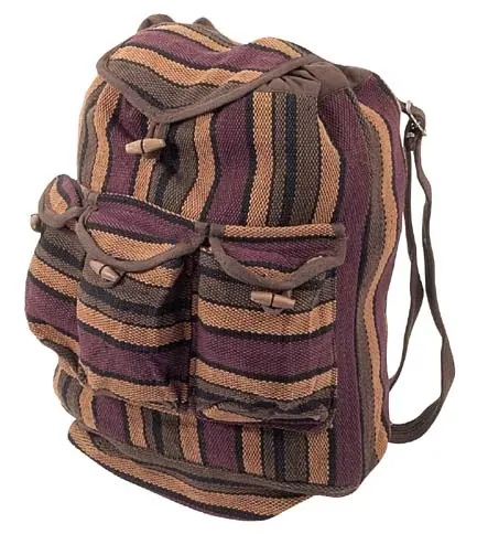 [16558]  Dhurry Backpack Brown 3 Front Pockets