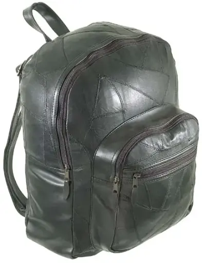 [17880]  Leather Backpack Zip Closing
