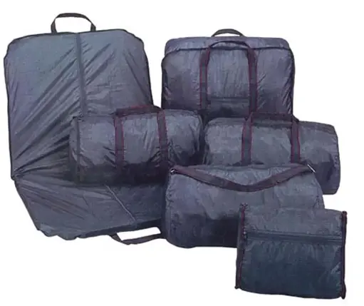 [18910]  6 pc Nylon Designer Luggage Bag Set Black