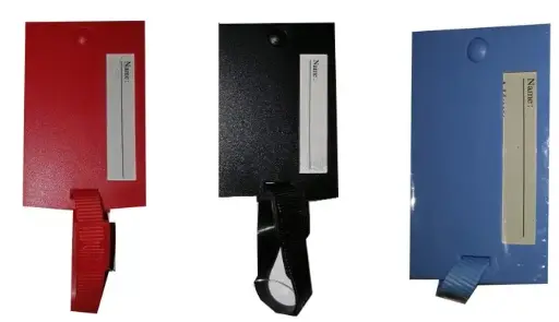 [21425]  Luggage Tag Hard Plastic Assorted Red Blue Black