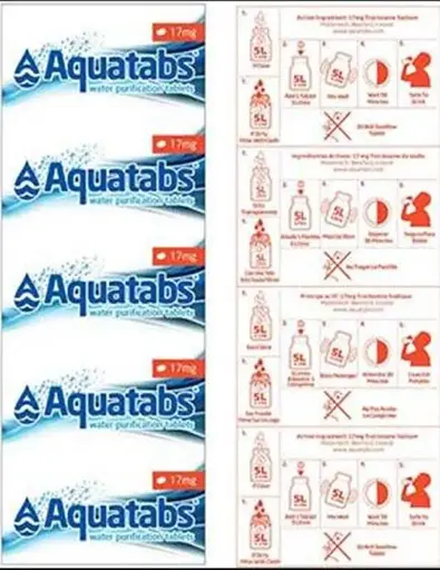 [22926-10]  10 x Aquatabs 17 mg Strip 10 tablets each treats up to 5 litres