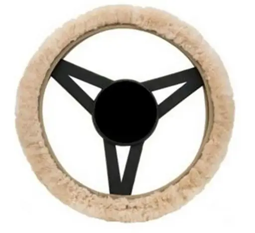 [23000]  Wool Fleece Steering Wheel Cover Cream