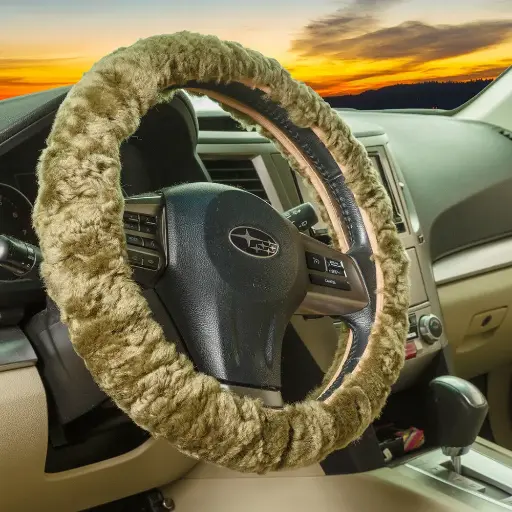 [23002]  Wool Fleece Steering Wheel Cover Multi Colour Mottled