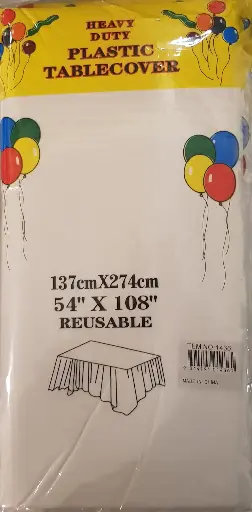 [25110]  Plastic Table Cover Cloth White 137x274cm
