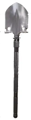 [25915]  Folding Shovel Saw & Hatchet Edge with Survival Kit and Belt Carrying Pouch matt Silver Colour