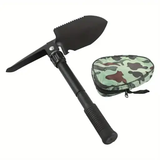 [25925]  Mini Folding Shovel with Pointy Pick Steel with Camo Pouch