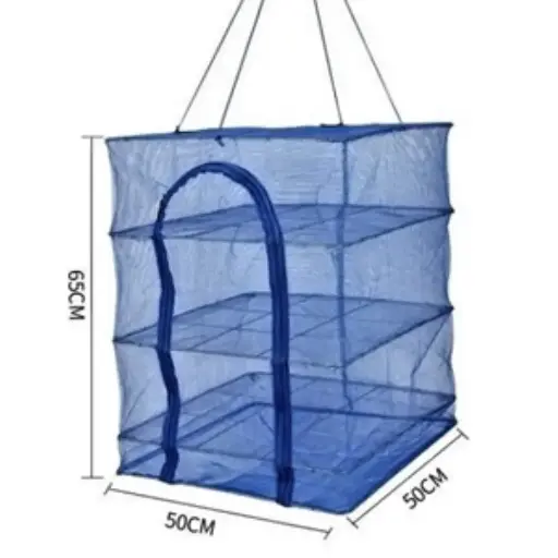 [27280]  Hanging Food Storage Drying Cupboard 3 Level Blue Mesh