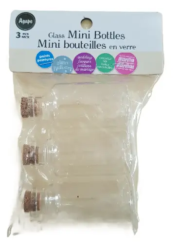 [28261]  Mini Glass Vial Cork Stopper 3 pcs 50 ml 65x31mm