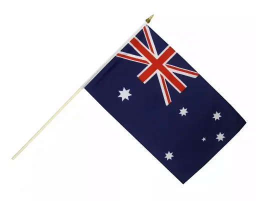 [28708]  Australia Hand Flag Waver Plastic Stick 14x21cm 6"x9"