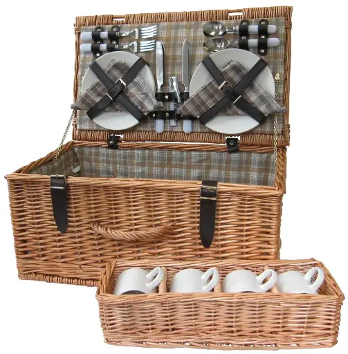 [34440]  Wicker Picnic Basket 4 Person