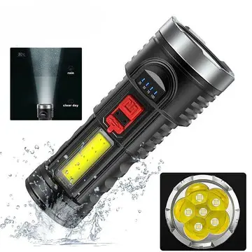 [36105]  Torch 5 LED + COB Side Flashlight USB Rechargeable Waterproof