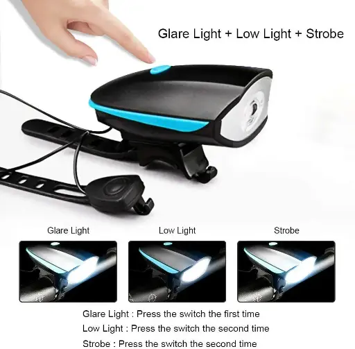 [36178]  LED Bike Light with Horn micro USB Rechargeable