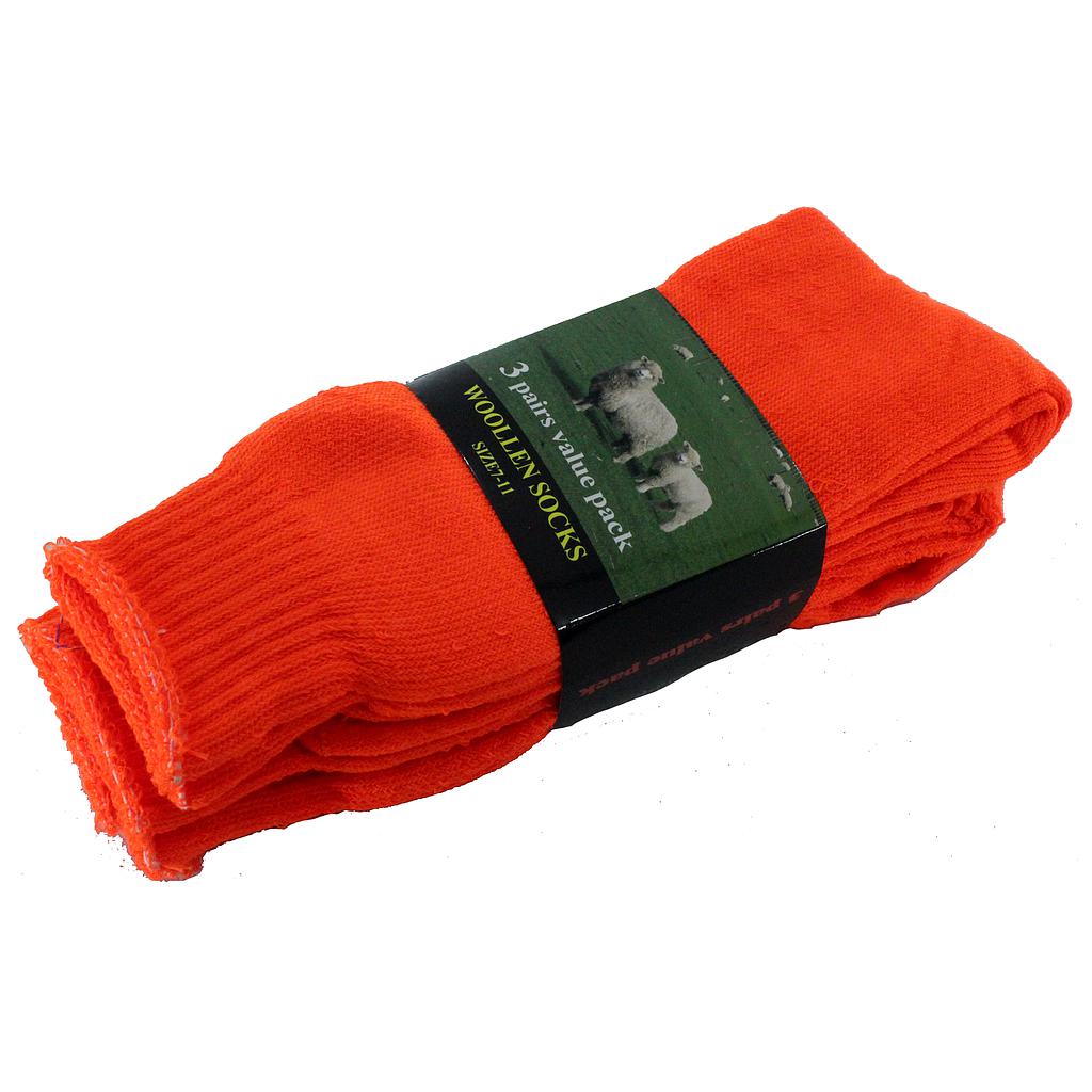 Polyester woollen socks orange 90%polyster 10% elastane