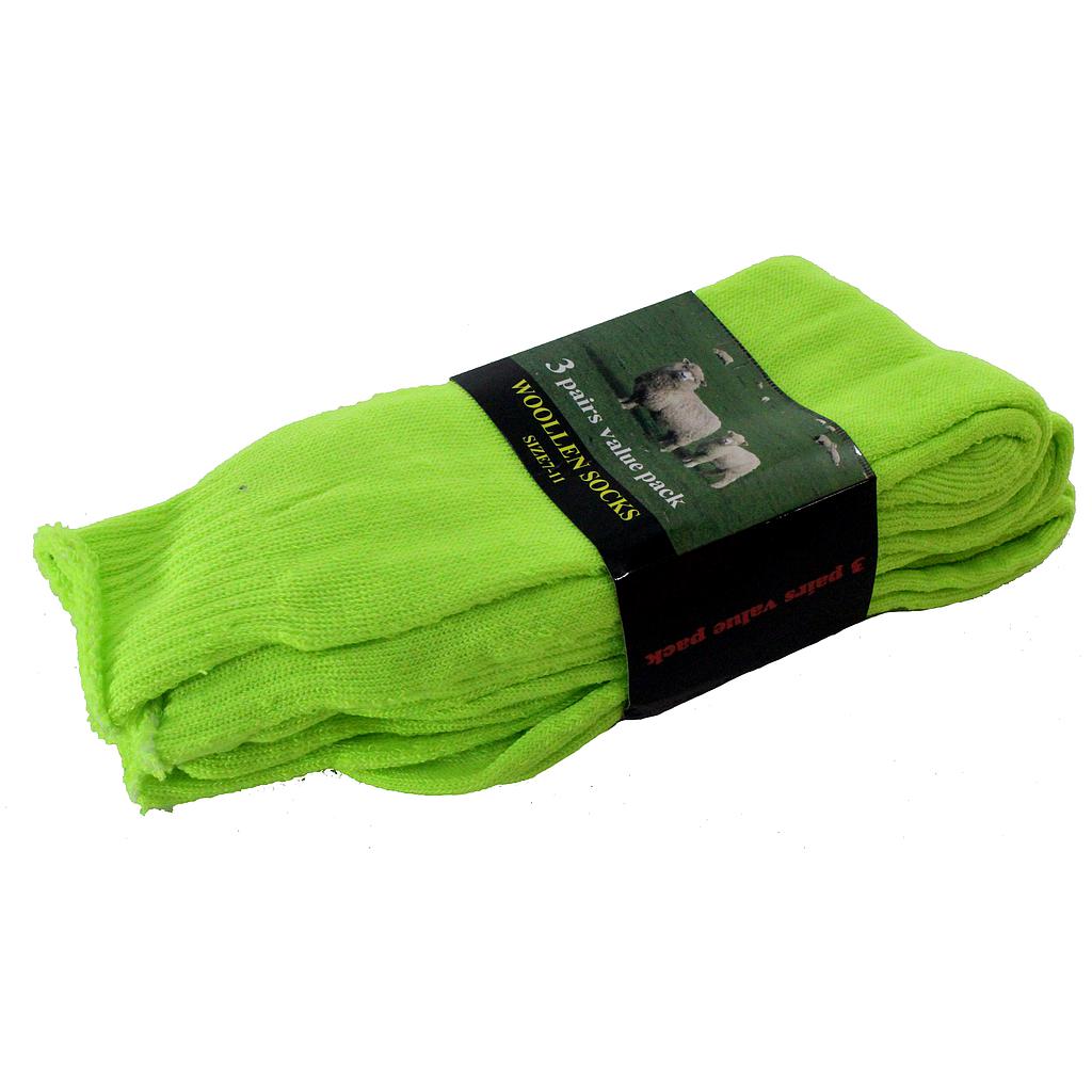 Polyester woollen socks lime green 90%polyster 10% elastane