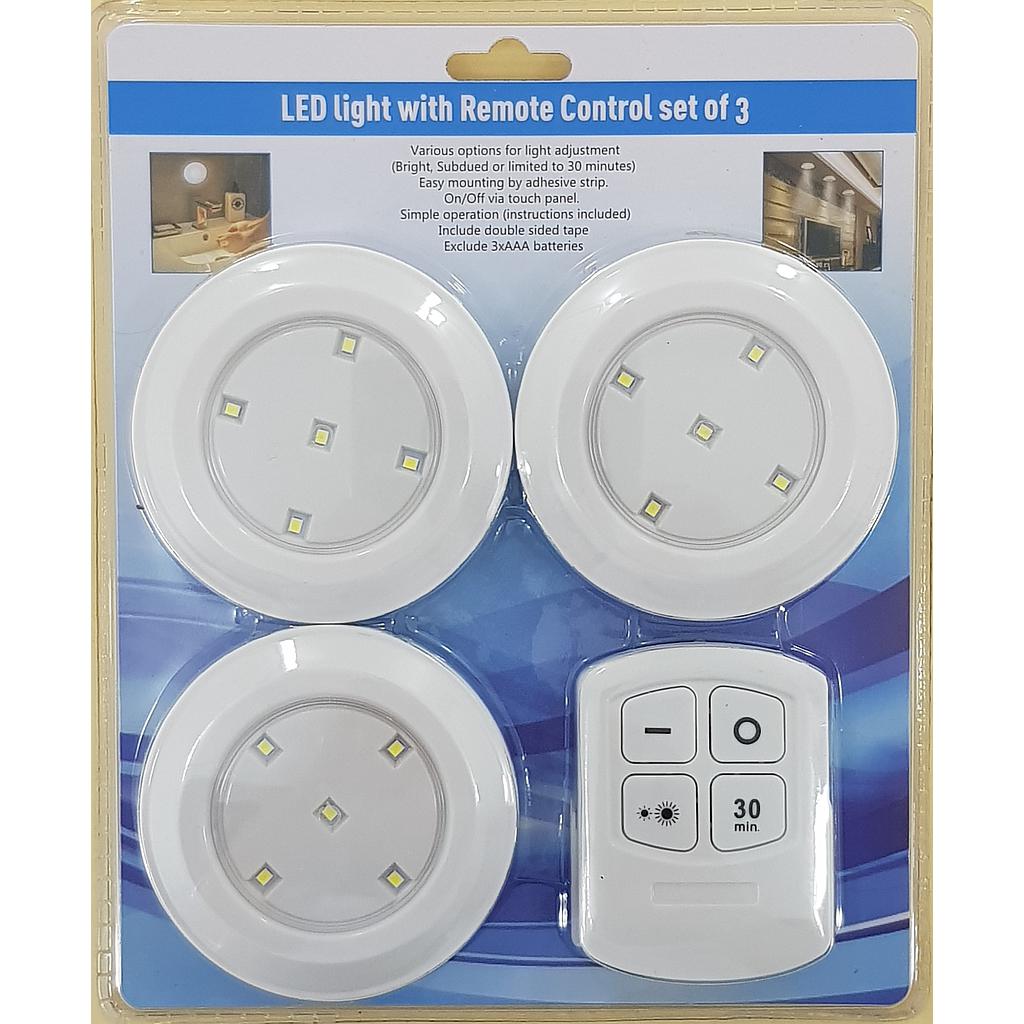 3 LED Light with Remote Control 3 pack