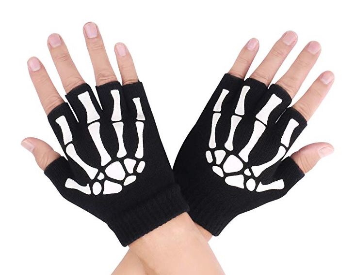 Fingerless Magic Glove Skeleton Print