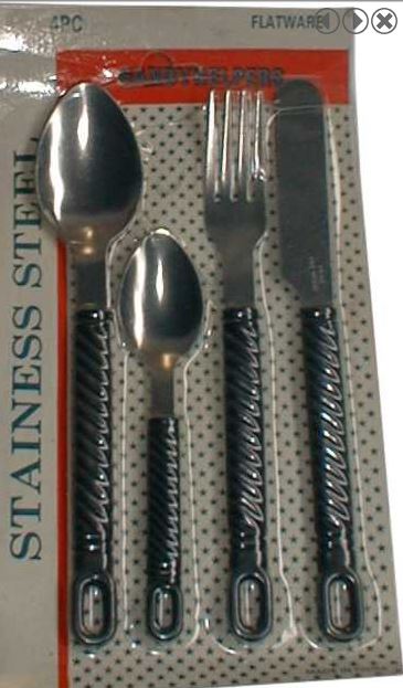 Steel Cutlery Set Plastic Handle 4 pce