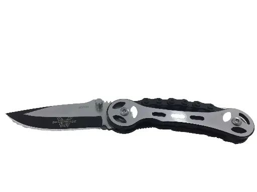 [40128]  Benchmade Folding Silver Lock Knife Chain Link Handle Top 6cm Blade with Belt Clip