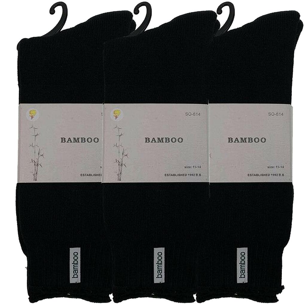 Bamboo Sports Work Sock Black 7-11 3 Pack