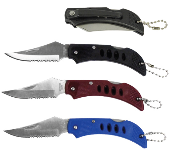 Mini Lock Back Knife 5cm Blade with Ball Keychain and Pocket Clip Assorted Colours