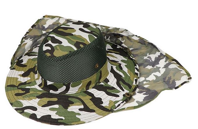 Camouflage Light Green Woodland Slouch Boonie Hat with Mesh Crown &amp; Neck Flap
