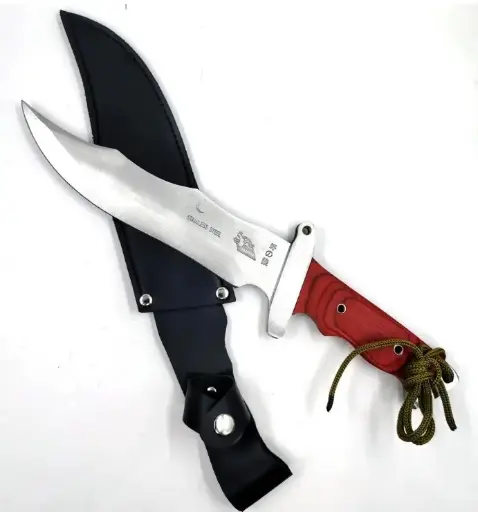 [40357]  Knife 18 cm S/Steel Blade with Leather Sheath