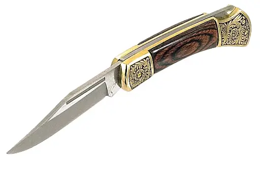 [40461]  Brass End Wood Handle Herbert Lock Knife