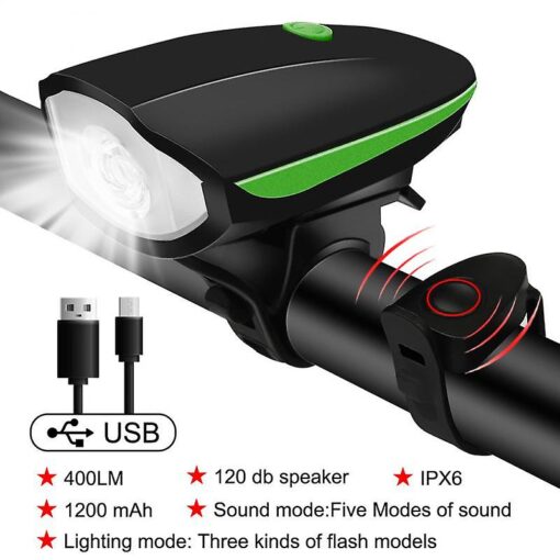 LED Bike Light with Horn micro USB Rechargeable