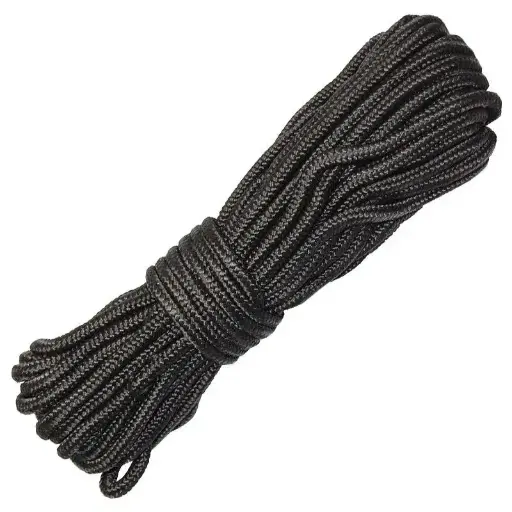 [41609]  7mm Black Nylon Utility Rope 50 Ft