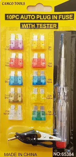 [42003]  Car Fuses 10 pces + Voltage Tester