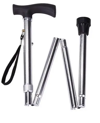 [44993]  Foldaway Walking Stick Pole Silver