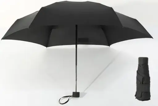 [45300]  Mini Folding Umbrella Black 8 Rib 88cm 24cm Folded